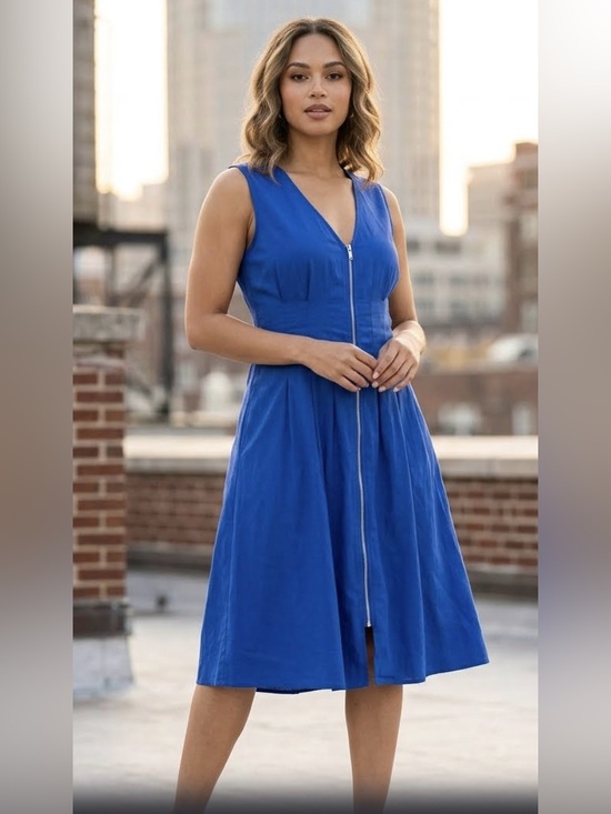 H&M Dresses & Skirts - H&M Royal Blue Sleeveless Zip-Front Midi Dress